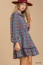 Floral Crochet Trim Shirt Dress -