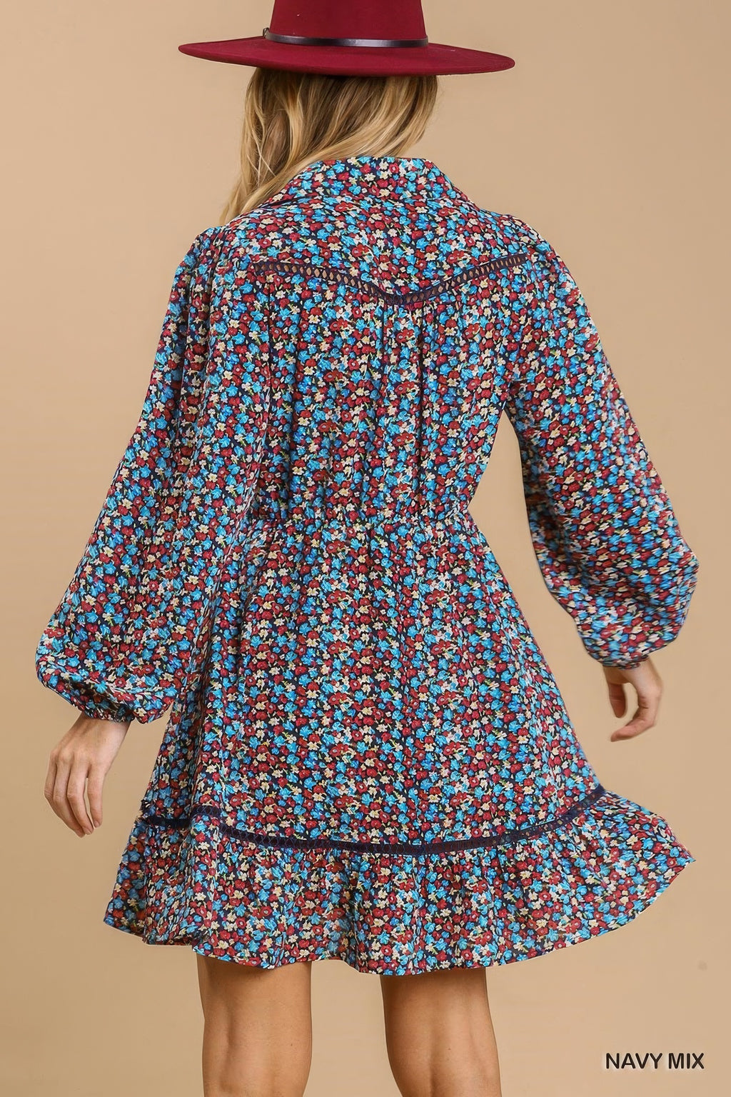 Floral Crochet Trim Shirt Dress -