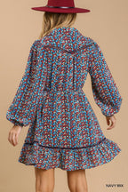 Floral Crochet Trim Shirt Dress -