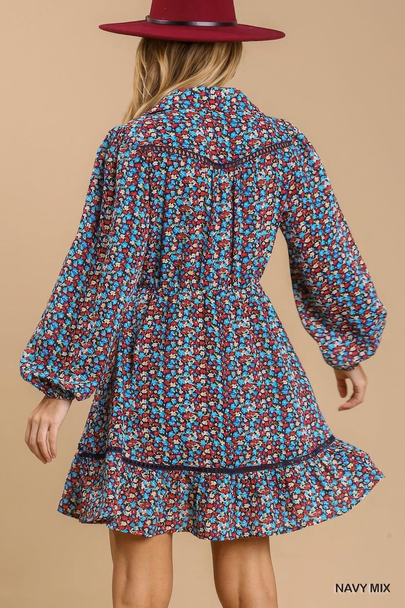 Floral Crochet Trim Shirt Dress -
