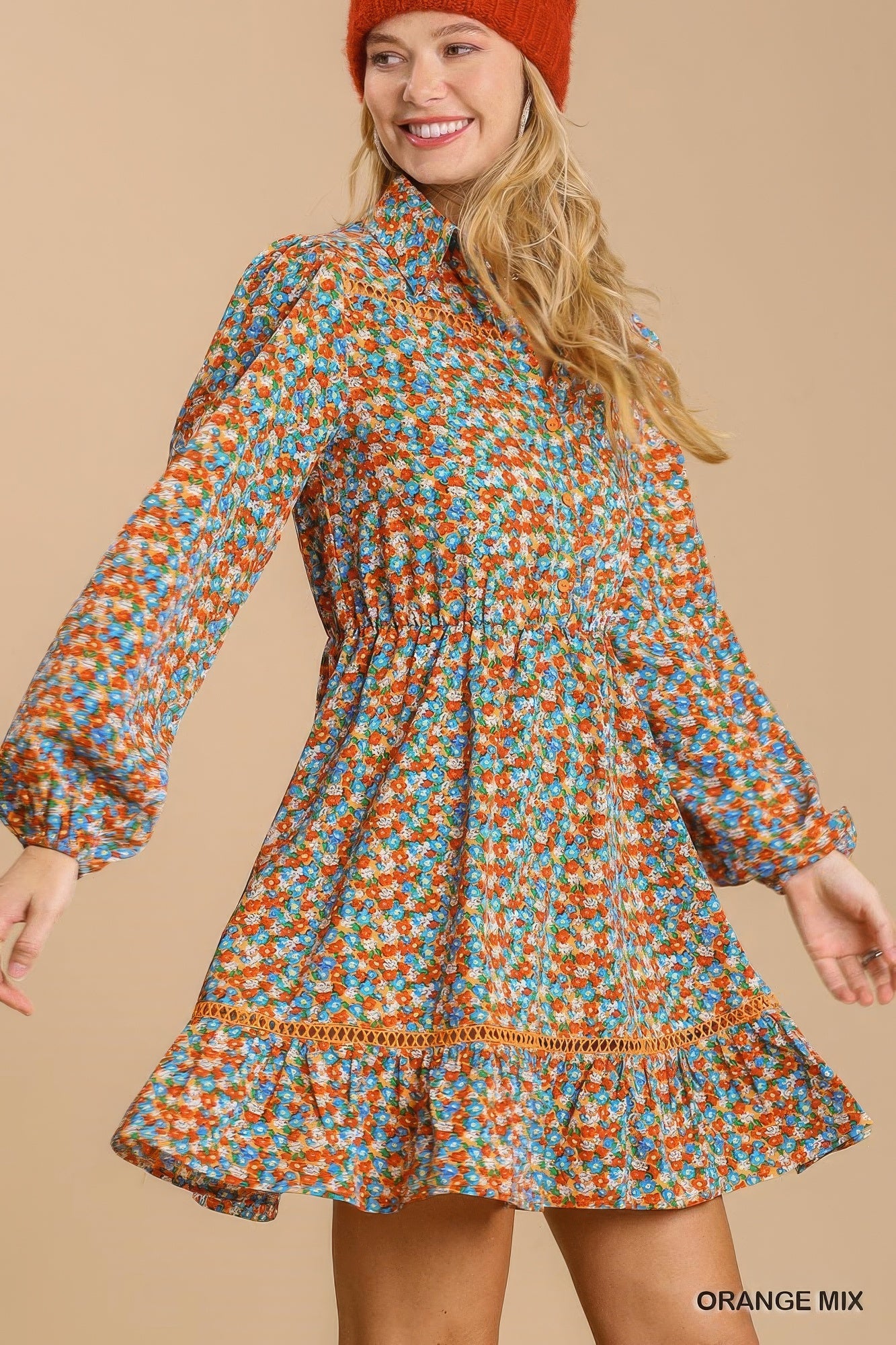 Floral Crochet Trim Shirt Dress Secondary image
