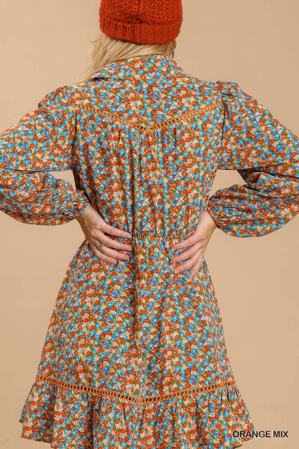 Floral Crochet Trim Shirt Dress -