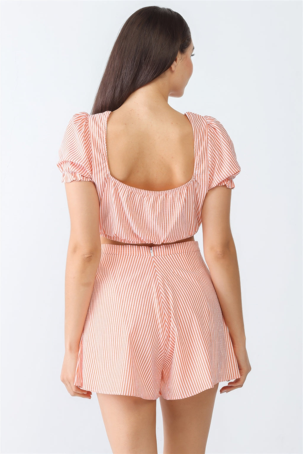 Striped Tie Front Shorts Set -
