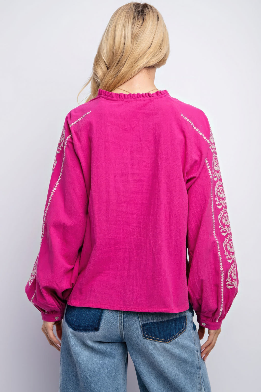 Embroidered Linen Gauze Blouse -