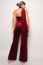 Glitter Halter Velvet Jumpsuit -