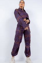 Plaid Cropped Shirt Cargo Set -