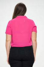 Chiffon Tie Front Short Sleeve Top -