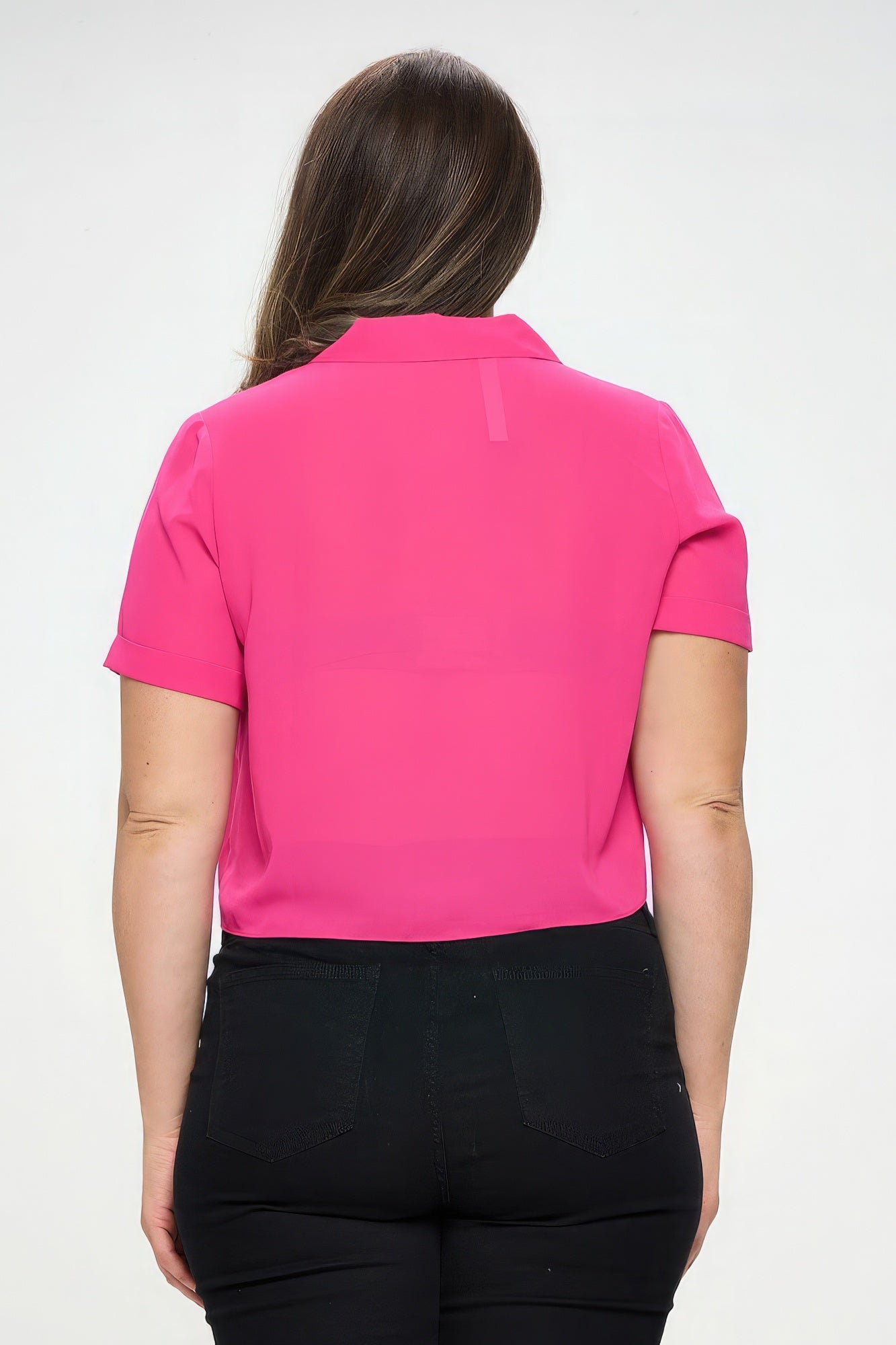 Chiffon Tie Front Short Sleeve Top -