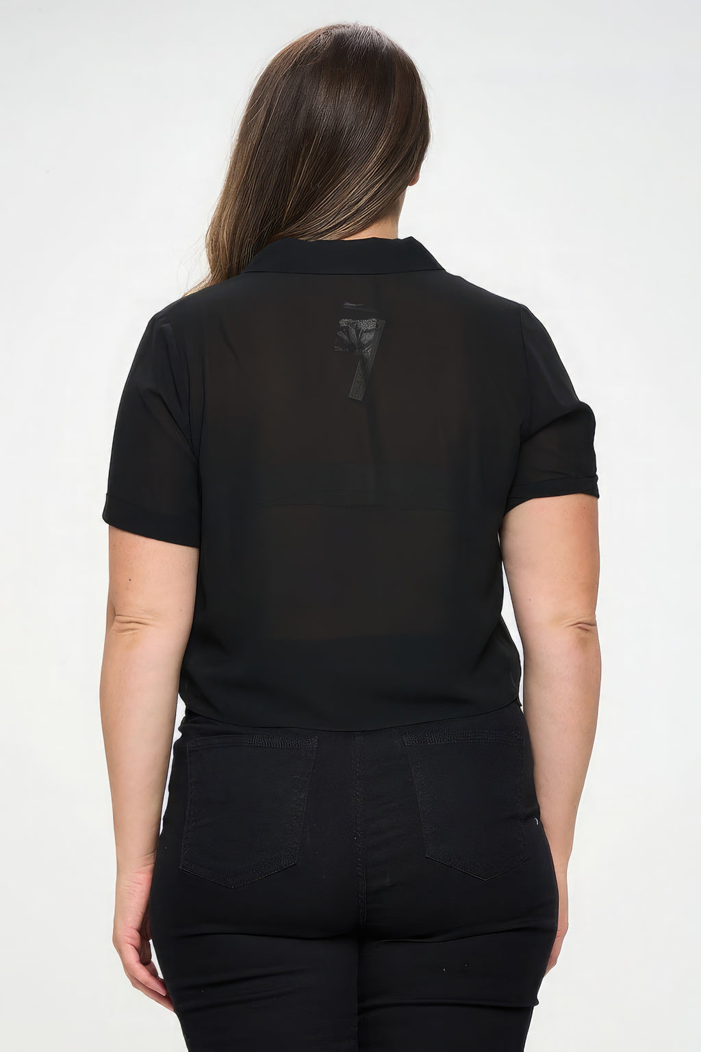 Chiffon Tie Front Short Sleeve Top -