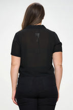 Chiffon Tie Front Short Sleeve Top -