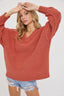 Marsala V Neck Oversized Sweater - M