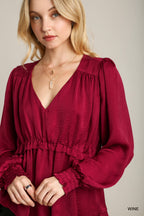 Ruffle V-Neck Babydoll Blouse -