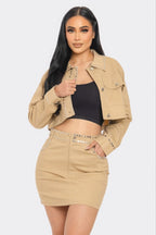 Cropped Embroidered Shirt Set -