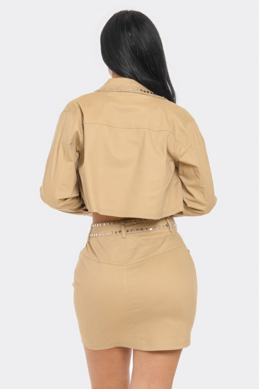Cropped Embroidered Shirt Set -