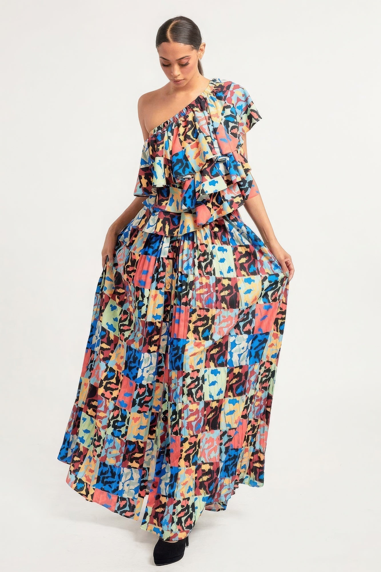 Off Shoulder Ruffle Skirt Set -