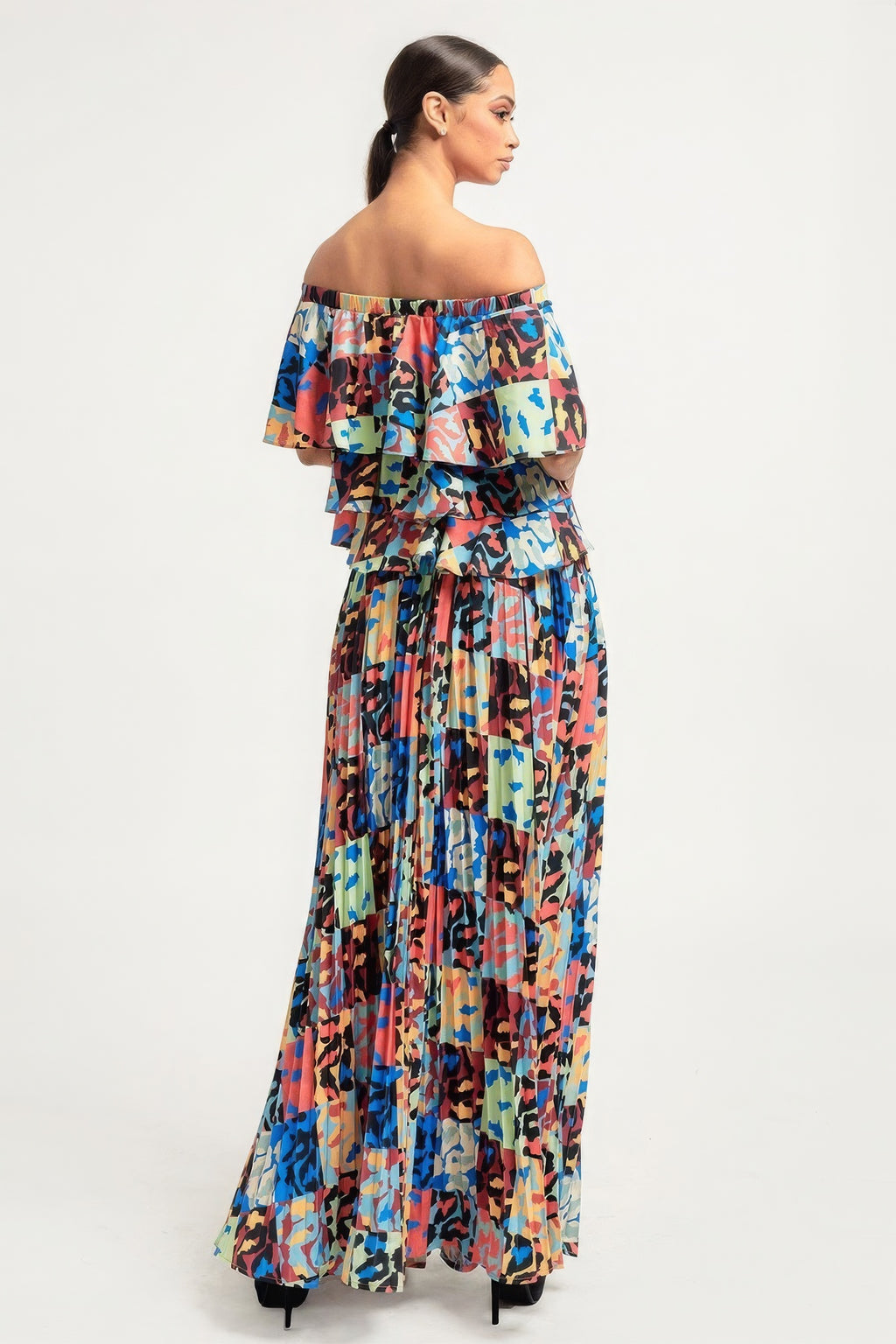 Off Shoulder Ruffle Skirt Set -