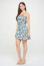 Floral Ruffle Tube Mini Dress -