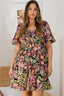 Floral Tie Back Mini Dress - 3XL
