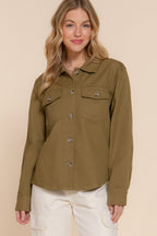 Cotton Button Front Denim Shacket -