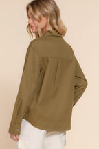 Cotton Button Front Denim Shacket -