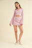Waffle Knit Bell Sleeve Co-Ord Set - Pink
