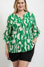 Geometric Ruffle Sleeve Blouse - 2XL