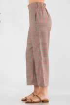 High Waist Gingham Straight Pants -