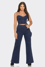 Studded Crop Jacket 3pcs Set -