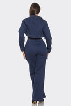 Studded Crop Jacket 3pcs Set -