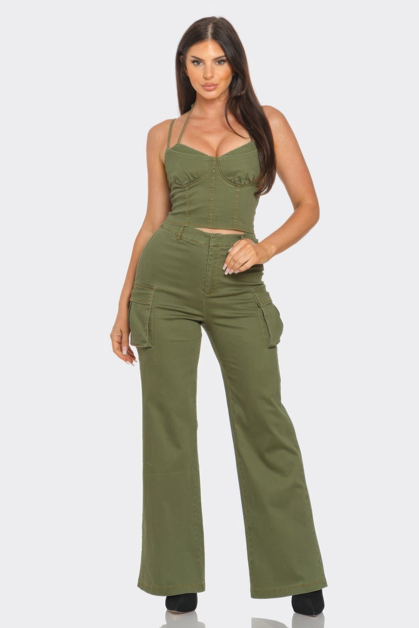 Studded Crop Jacket 3pcs Set -