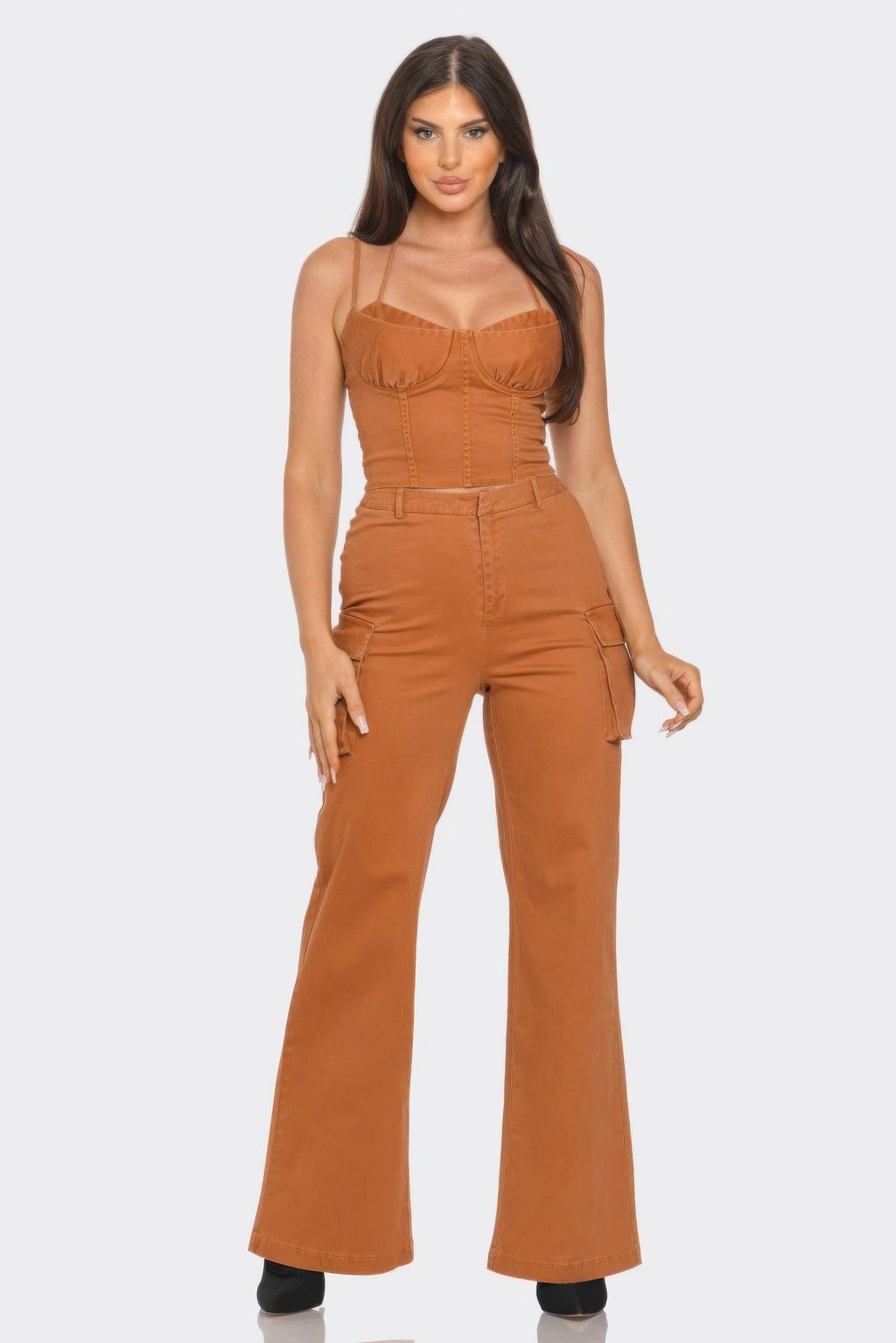 Studded Crop Jacket 3pcs Set -