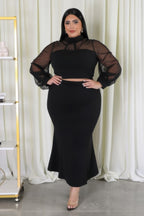 Sheer Sleeve Two Piece Set -