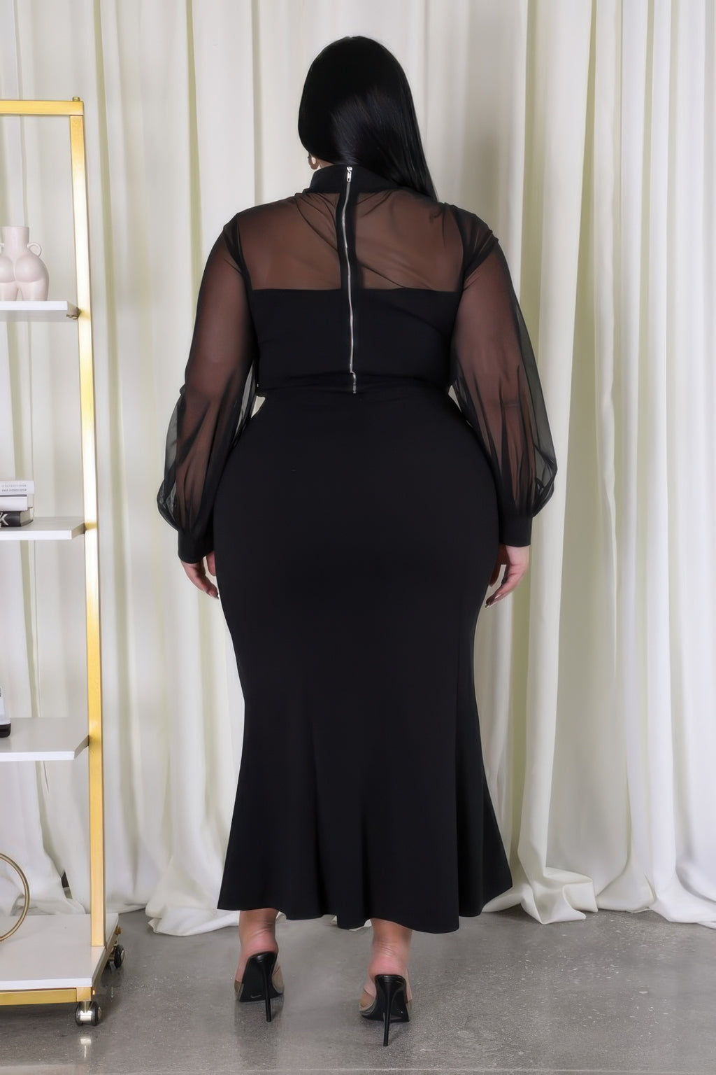 Sheer Sleeve Two Piece Set -