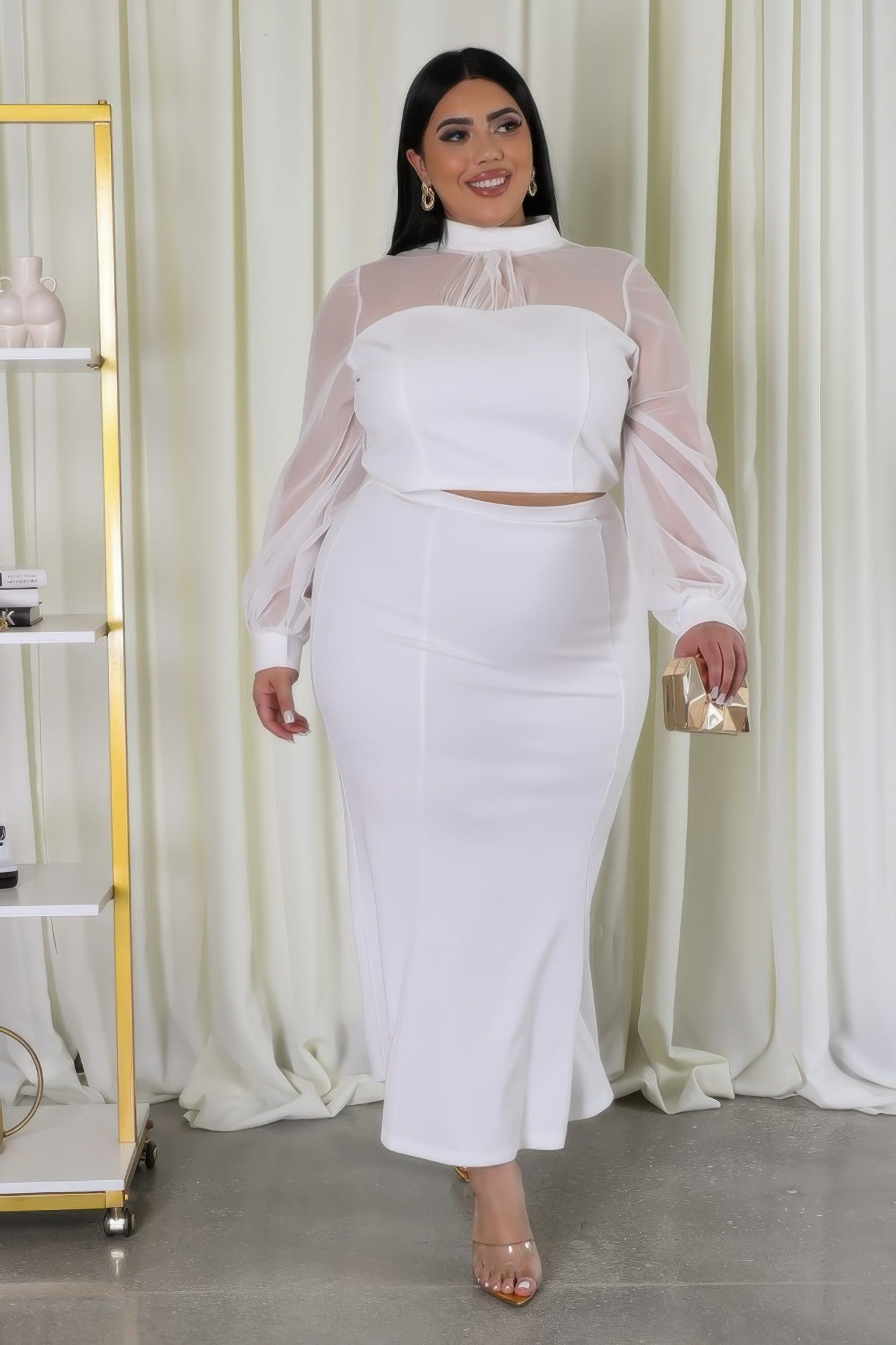 Sheer Sleeve Two Piece Set Secondary image