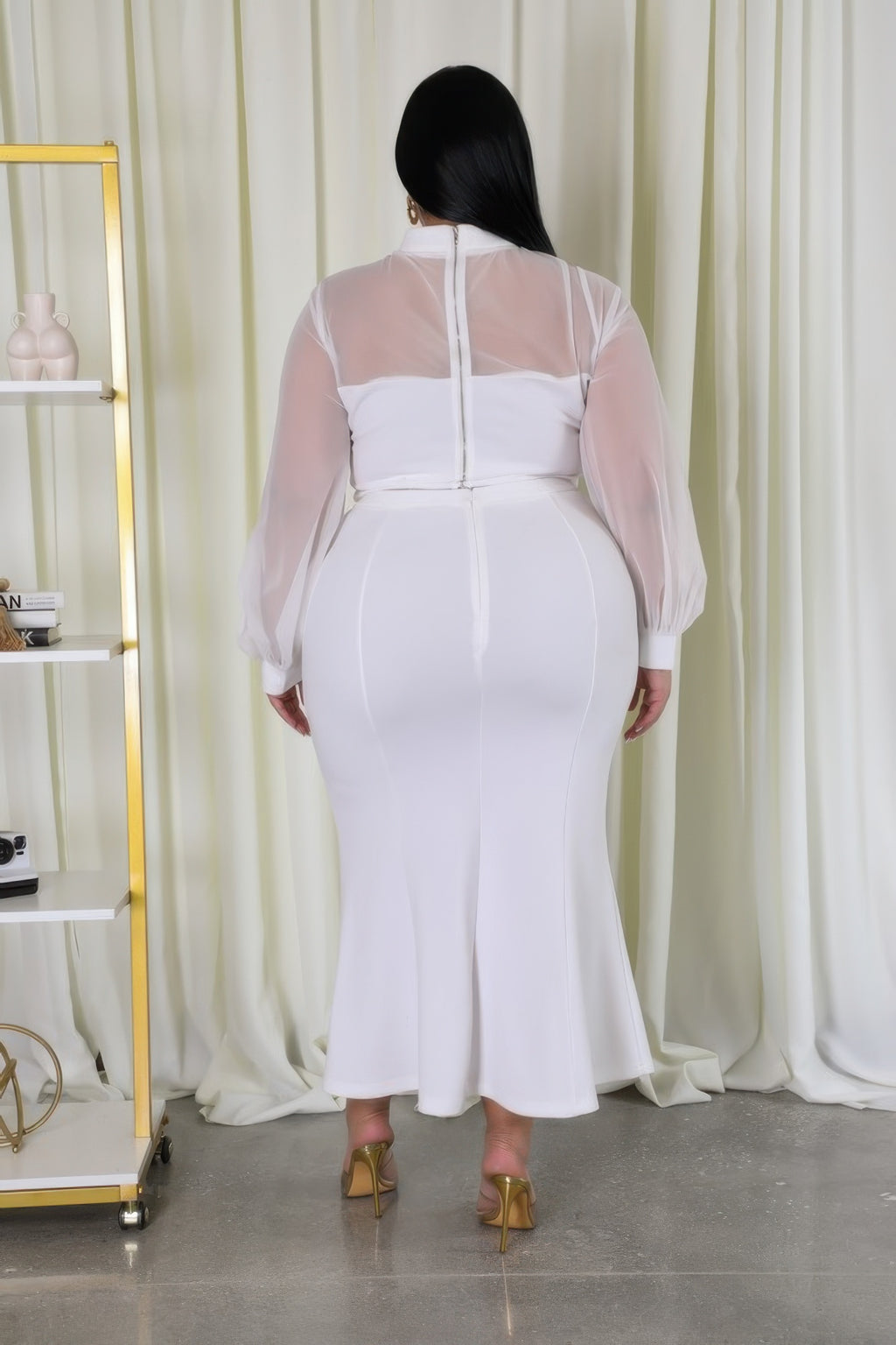 Sheer Sleeve Two Piece Set -