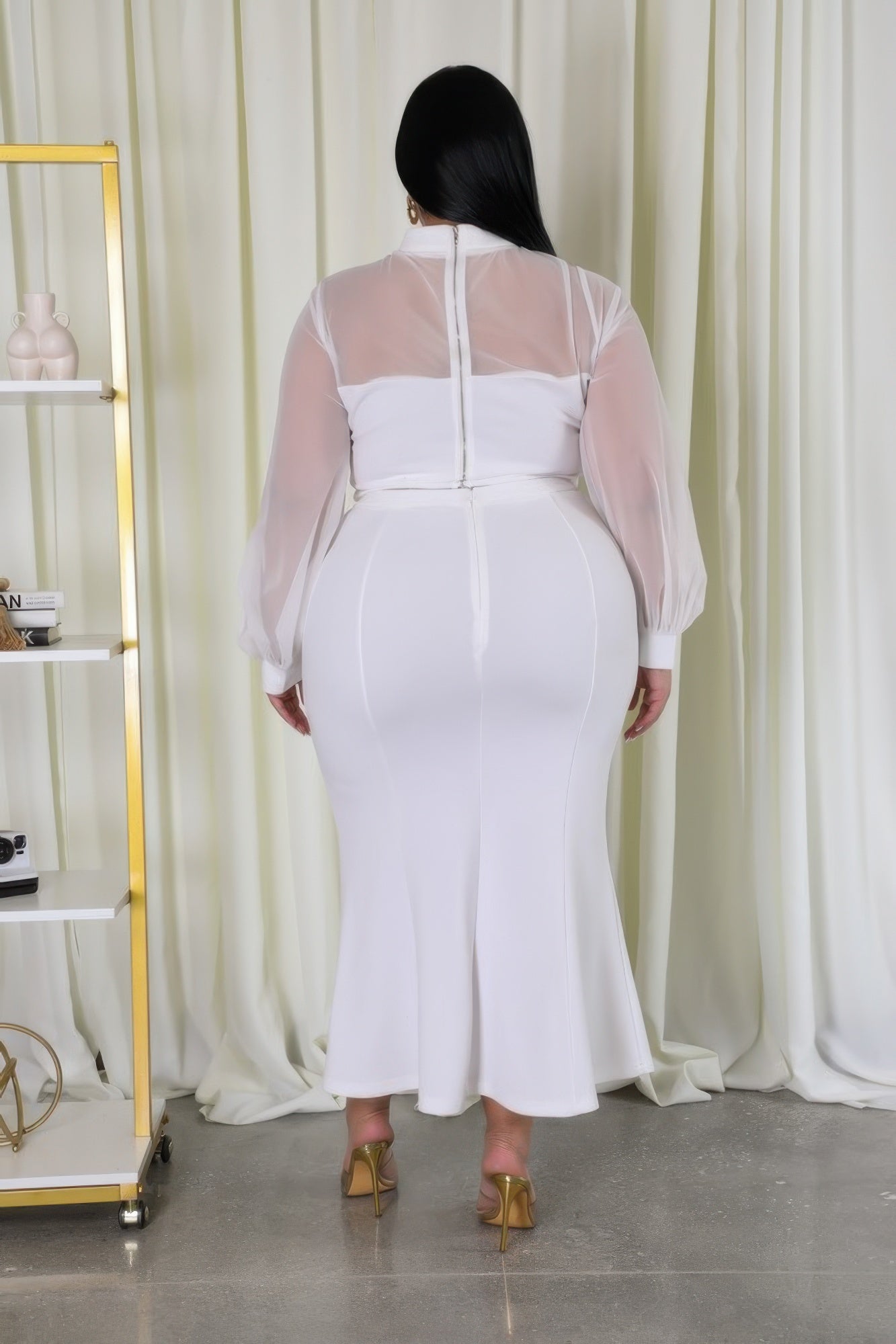 Sheer Sleeve Two Piece Set -