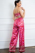 Printed Bra Top Pants Set -