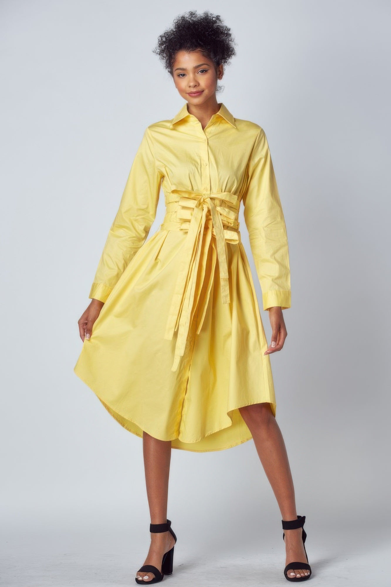 Belted Waist Button Shirt Dress Secondary image