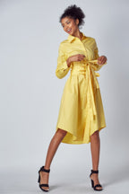 Belted Waist Button Shirt Dress -