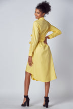 Belted Waist Button Shirt Dress -