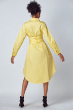 Belted Waist Button Shirt Dress -