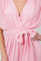 Ruffle Front Tie Midi Dress -