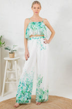 Tropical Print Crop Pants Set -