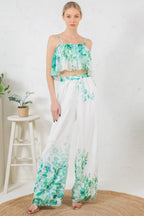Tropical Print Crop Pants Set -