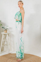 Tropical Print Crop Pants Set -
