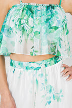 Tropical Print Crop Pants Set -