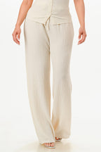 Textured Button Polo Pants Set -
