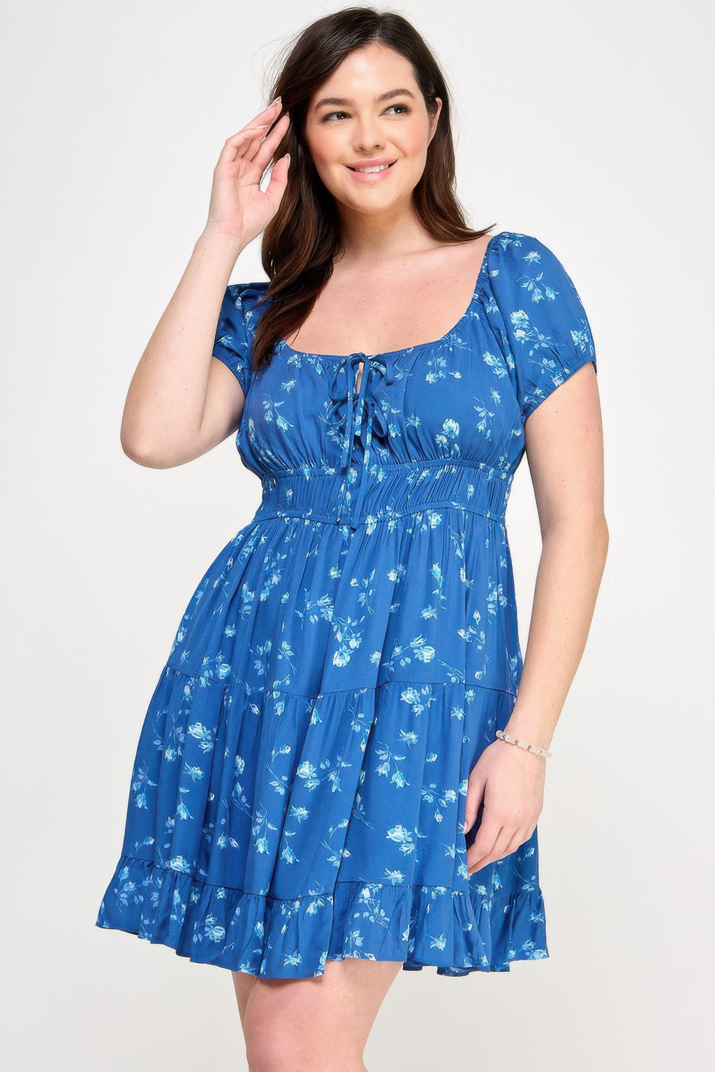 Ruffle Hem Front Tie Mini Dress -