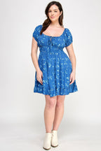 Ruffle Hem Front Tie Mini Dress -