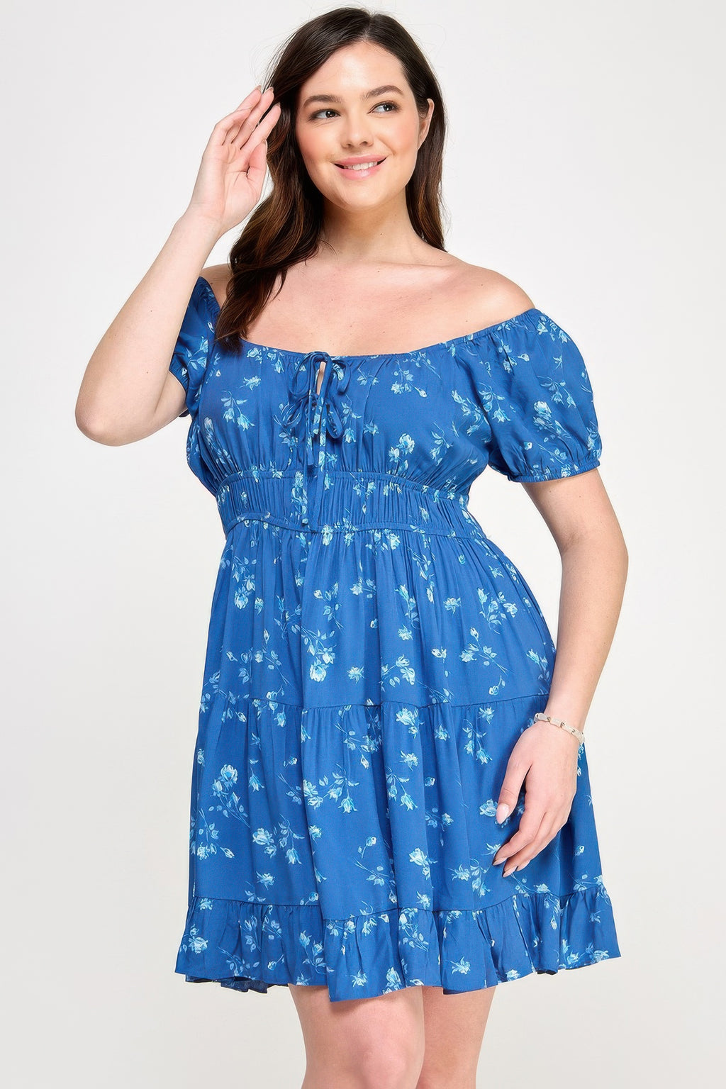 Ruffle Hem Front Tie Mini Dress -